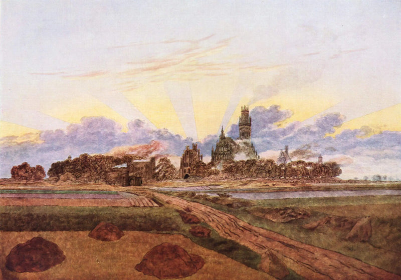 Neubrandenburg i lågor - Caspar David Friedrich