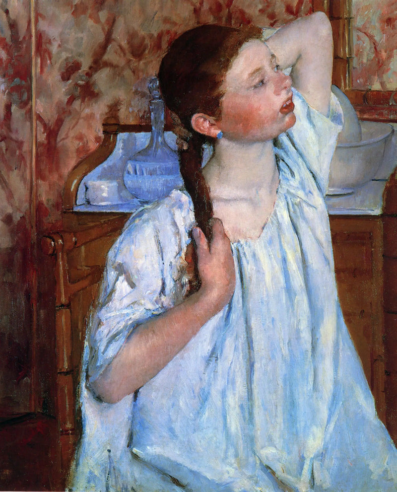 Flicka som ordnar sitt hår - Mary Cassatt