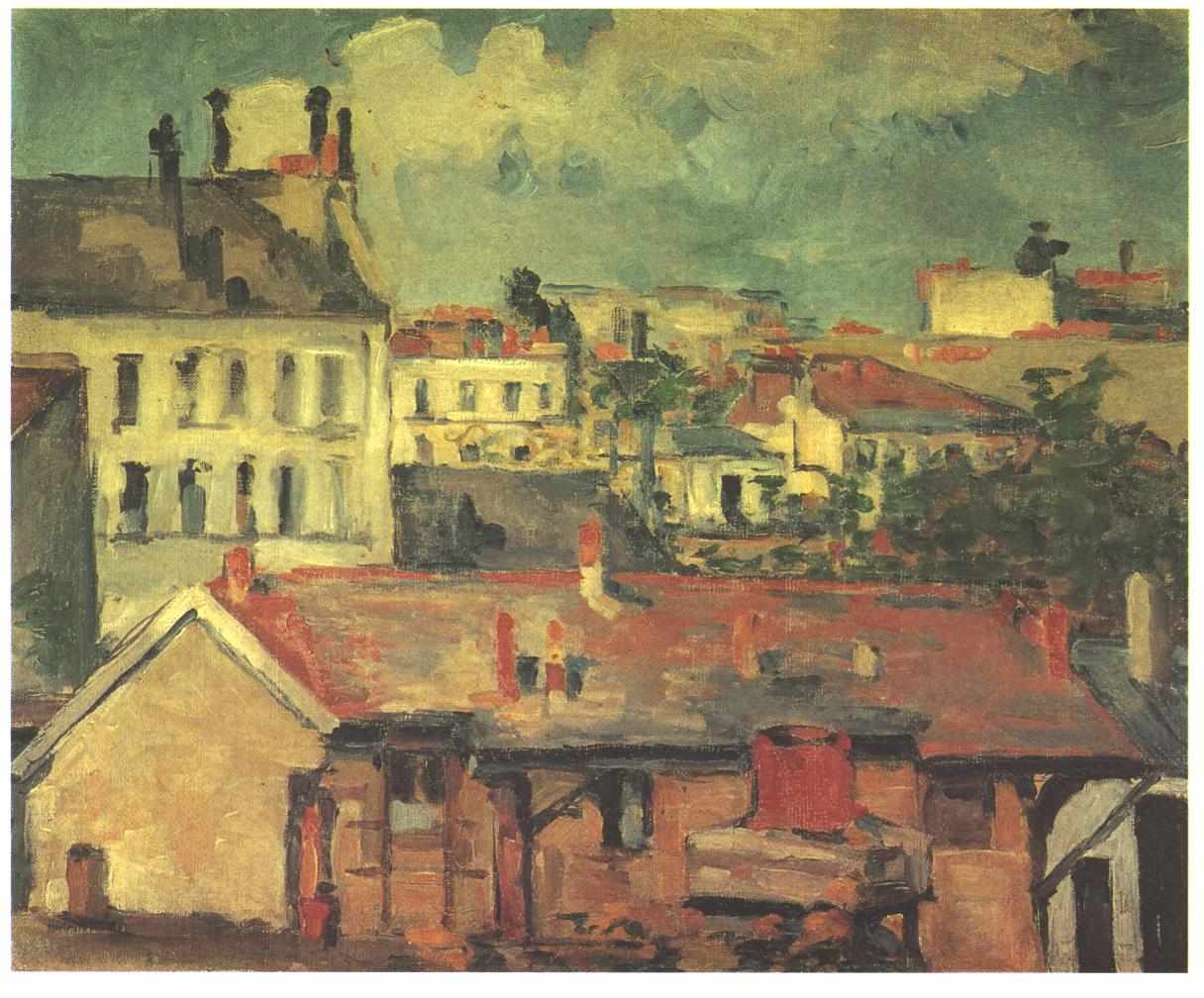 Grupp av hus – Taken - Paul Cézanne
