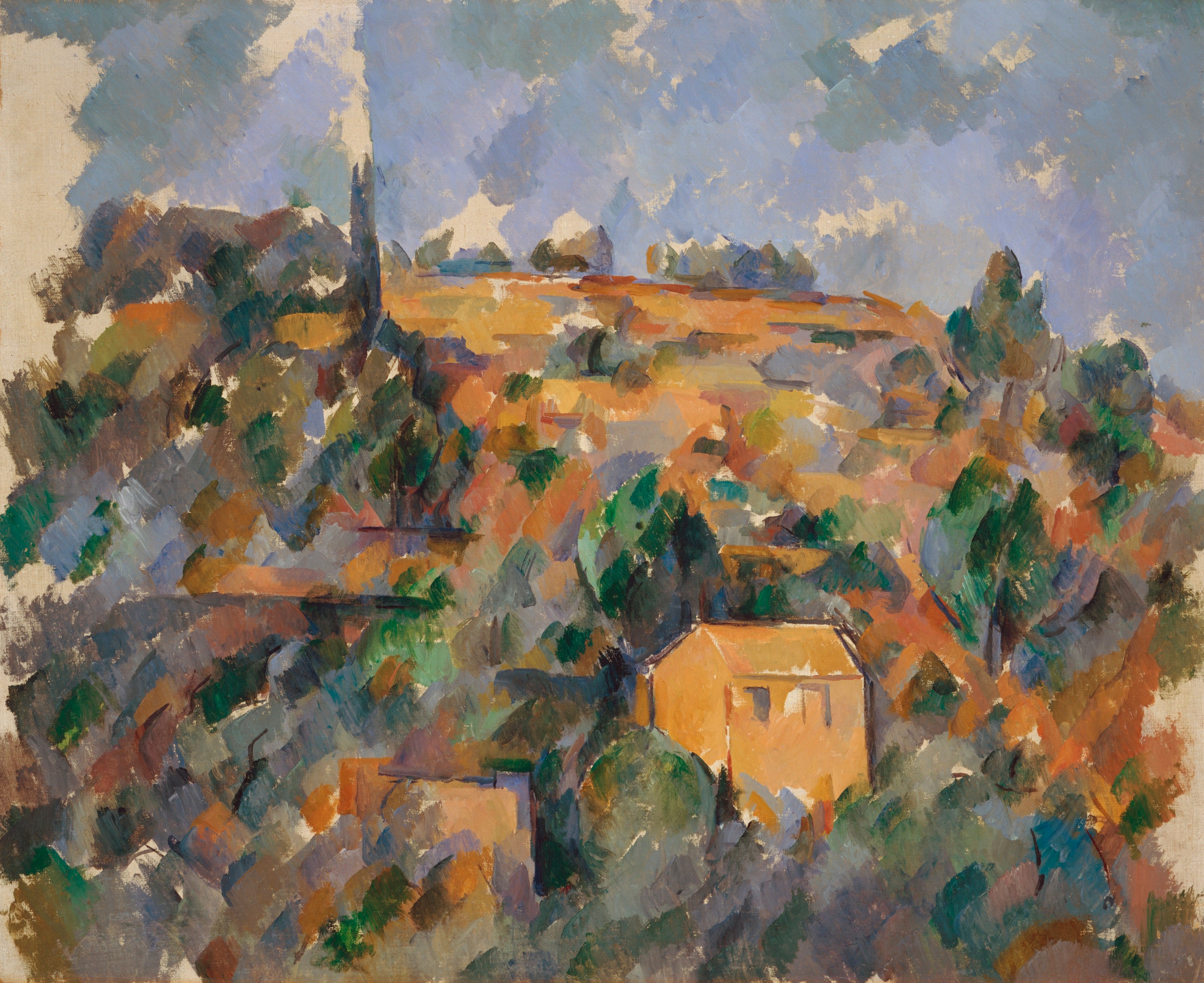 Reproduction du tableau « Maisons sur la colline, Provence - Paul Cézanne » par Alpha Reproduction en peinture à l’huile
