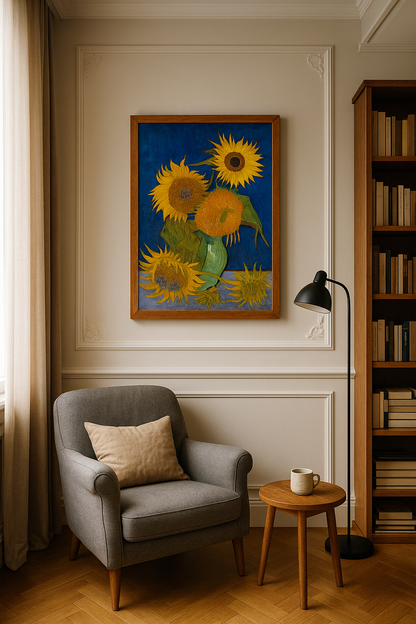 🌻 Solrosor (kungblå bakgrund) – Vincent van Gogh (1888)