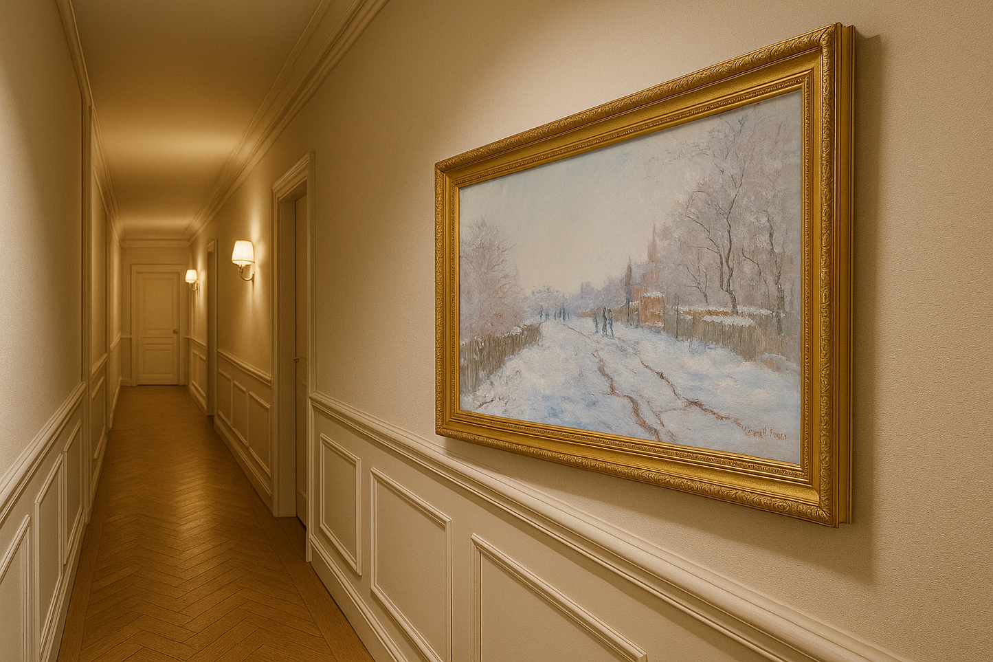 Gata under snön i Argenteuil – Claude Monet, 1875