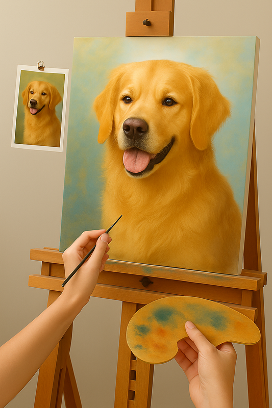 🎨 Anpassningsbar Hundporträttmålning – Unik Oljemålning