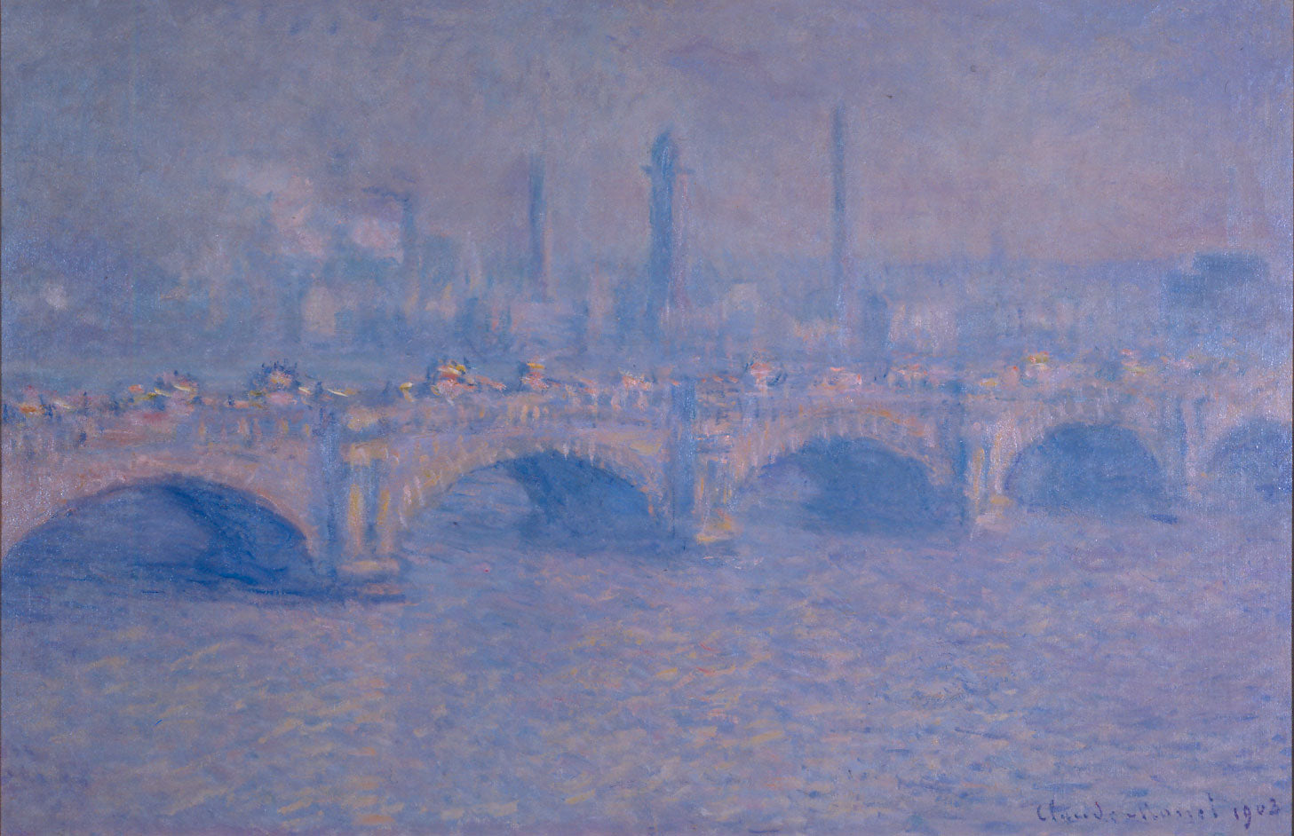 Reproduction du tableau « Pont de Waterloo, effet de soleil - Claude Monet » par Alpha Reproduction en peinture à l’huile