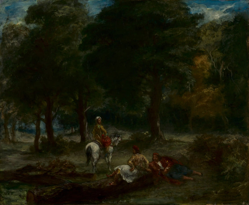Grekiska ryttare i vila i en skog - Eugène Delacroix