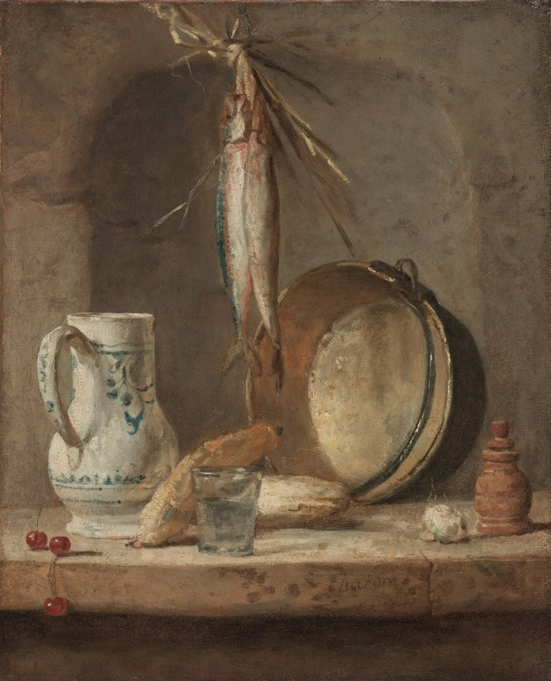 Död natur med sill - Jean Simeón Chardin