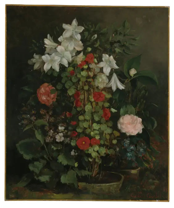 Död natur med blommor - Gustave Courbet