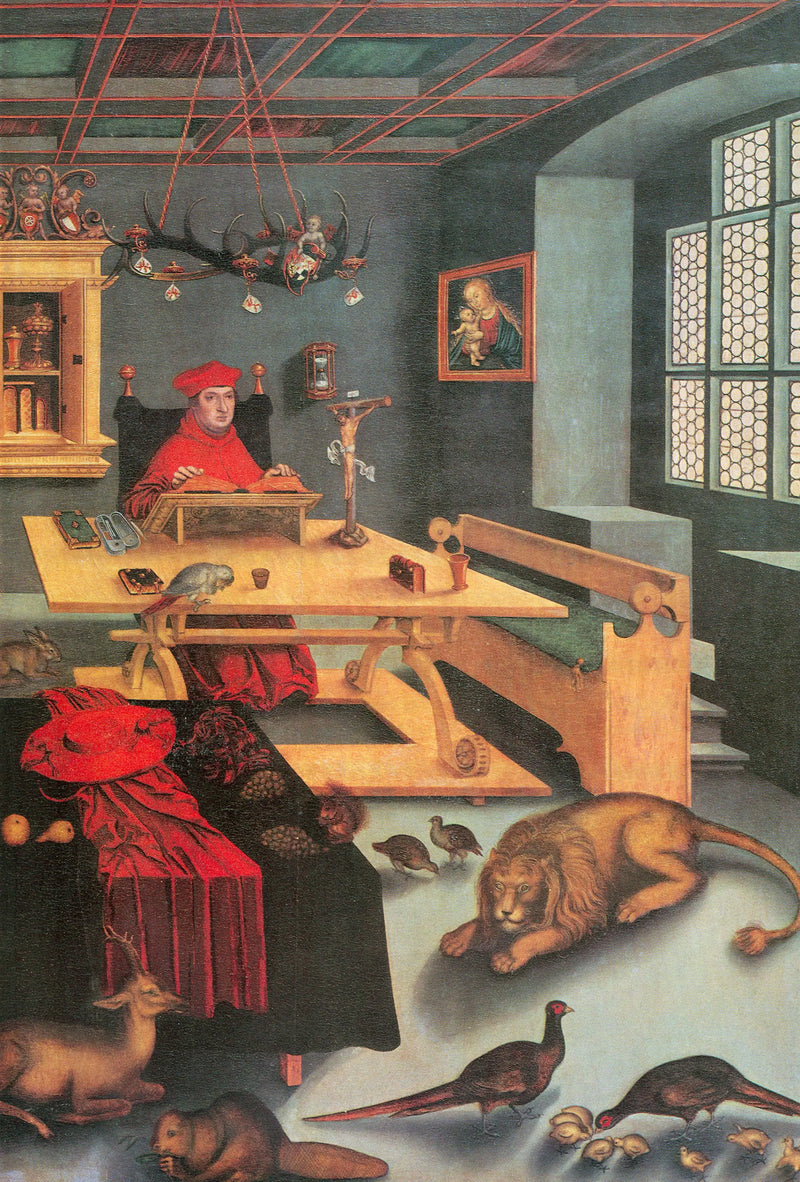 Cardinal Albrecht av Brandenburg i rollen som Saint Jérôme - Lucas Cranach den äldre