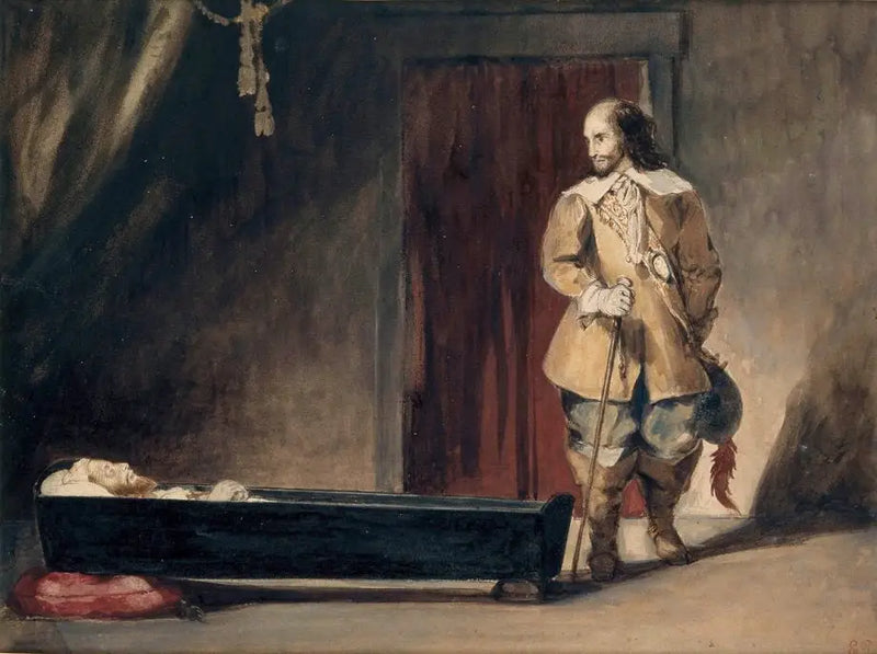 Cromwell framför kistan av Charles I - Eugène Delacroix
