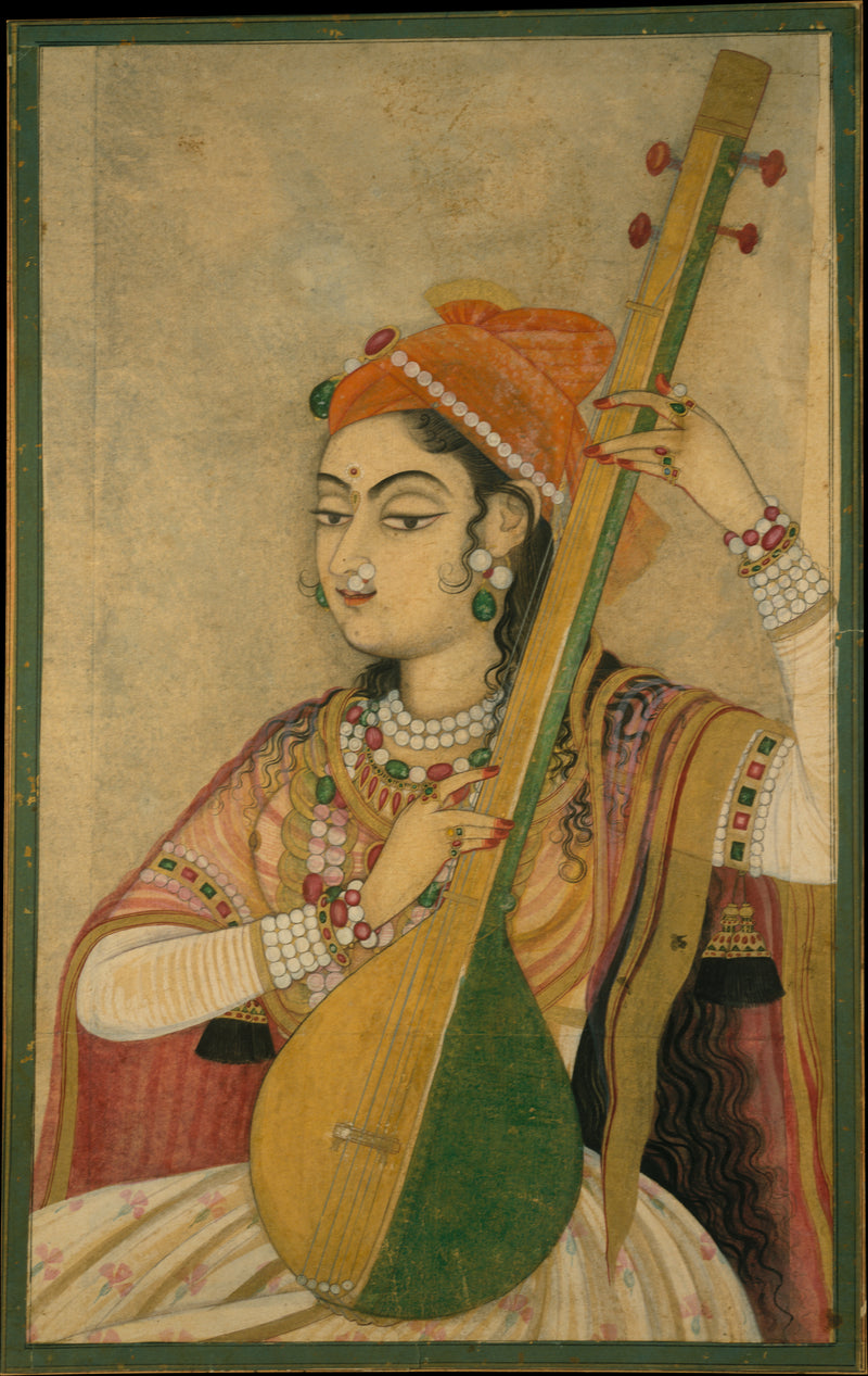 A Lady Playing the Tanpura - India (Rajasthan, Kishangarh)