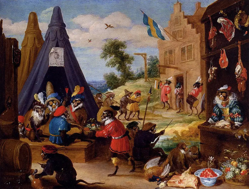 En apa-campning - David Teniers den yngre