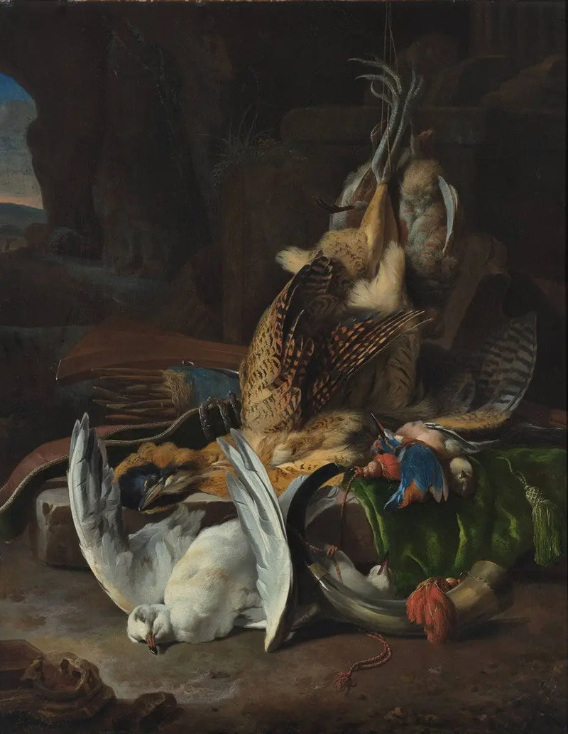 Döda fåglar och jaktaccessoarer - Melchior de Hondecoeter
