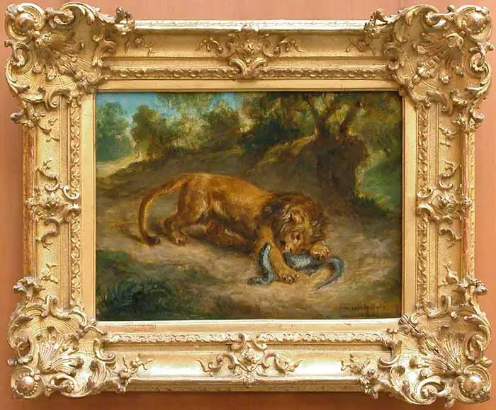 Lejon och Kajman - Eugène Delacroix