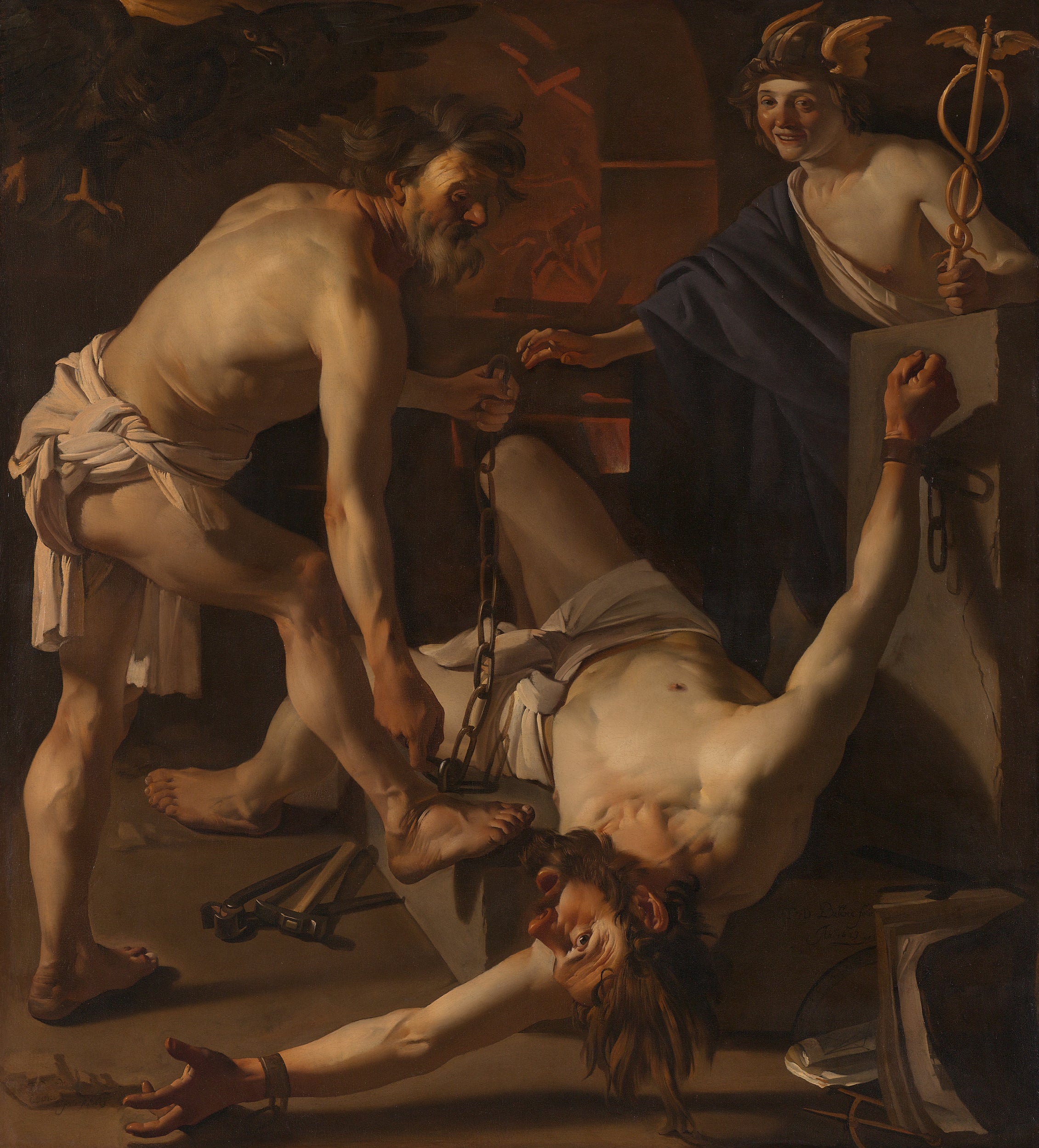 Prométhée enchaînée par Vulcain - Dirck van Baburen