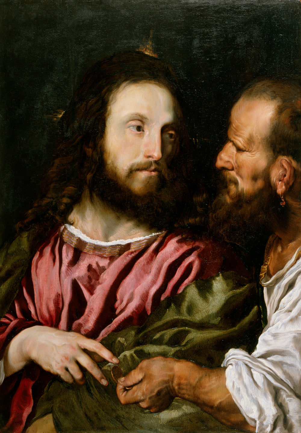 Le Christ et l'argent du tribut - Domenico Fetti image 1 copie de tableau peinte à la main