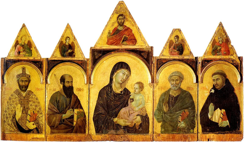 Madonna med barn och helgon - Duccio di Buoninsegna