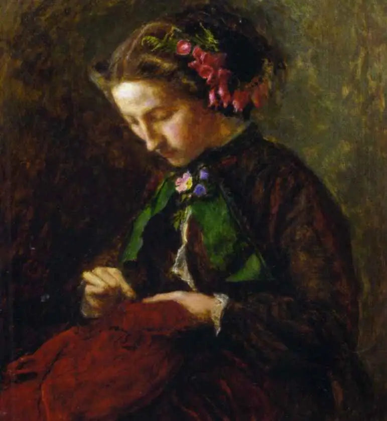 Euphemia 'Effie' Chalmers Gray, Mme John Ruskin (1828-1898), senare Lady Millais, med digitalis i sitt hår (Digitalis) - John Everett Millais