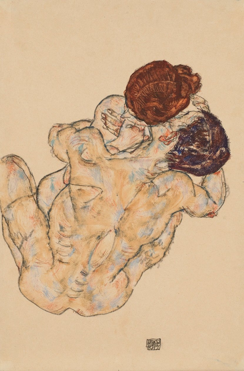 💞 Man och Kvinna (Omslingring) – Egon Schiele (1917)