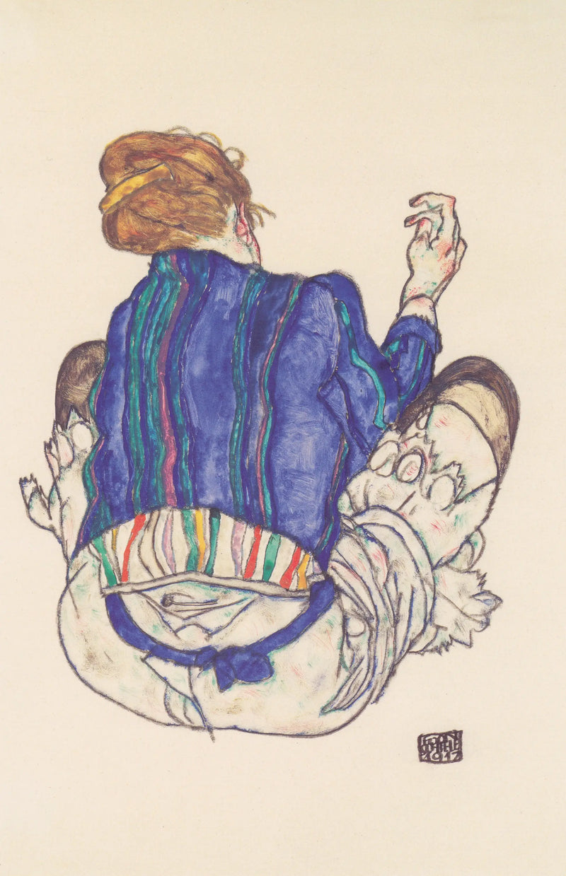 Sittande kvinna, sedd bakifrån - Egon Schiele