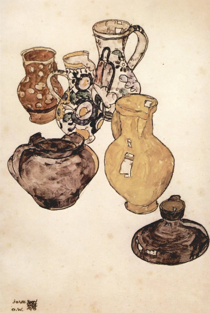 Stilleben med porslin - Egon Schiele