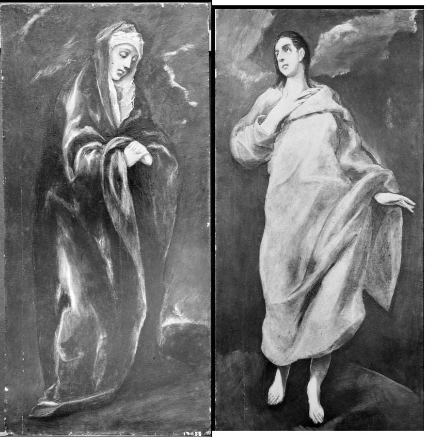 Deux fragments après la Crucifixion avec la Vierge Marie et saint Jean l'Évangéliste - El Greco