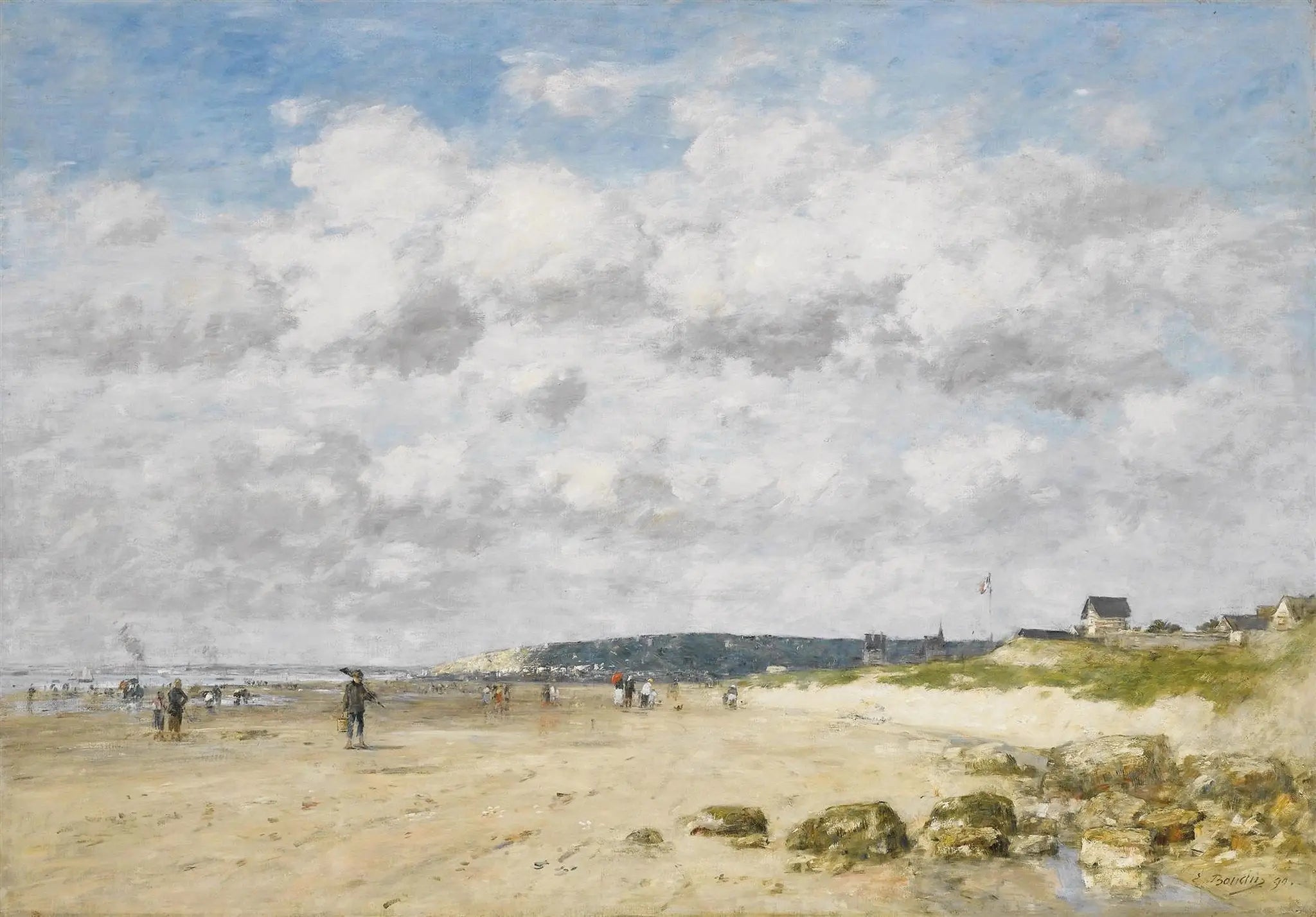 Reproduction du tableau « Bénerville, la plage - Eugène Boudin » par Alpha Reproduction en peinture à l’huile