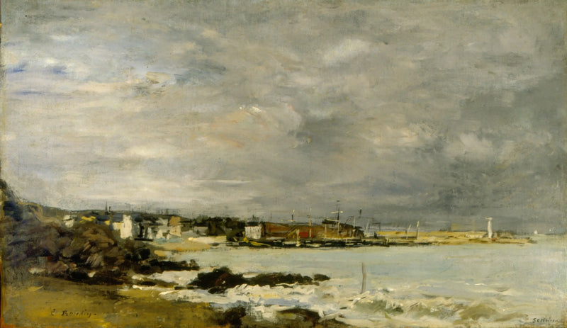 Scen av en strand och rev - Eugène Boudin
