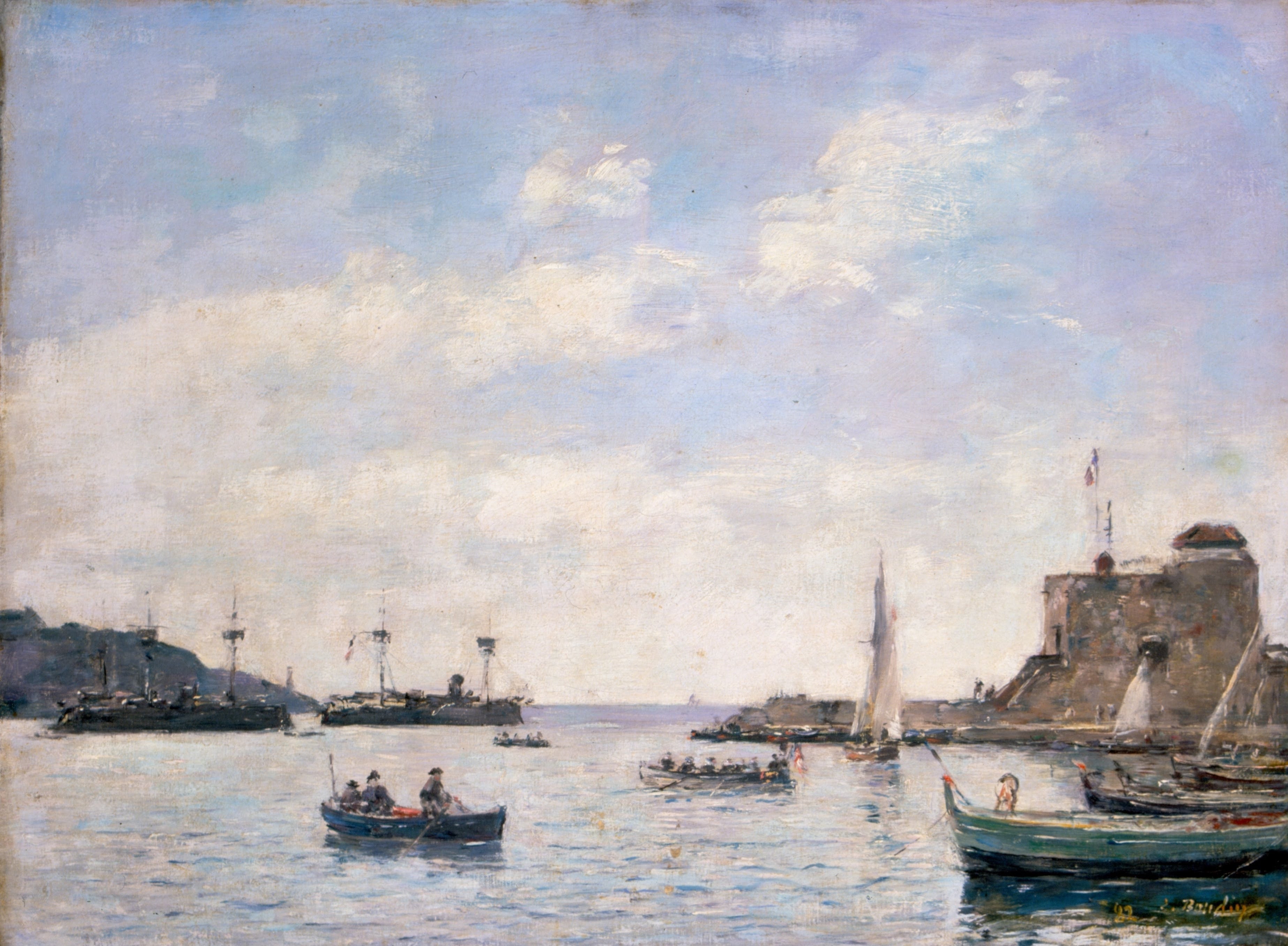 Reproduction du tableau « Croiseurs à Villefranche - Eugène Boudin » par Alpha Reproduction en peinture à l’huile
