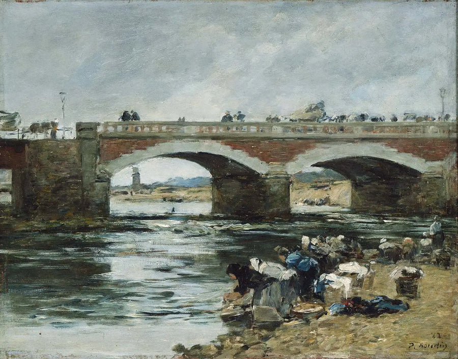 Tvättare vid en bro - Eugène Boudin