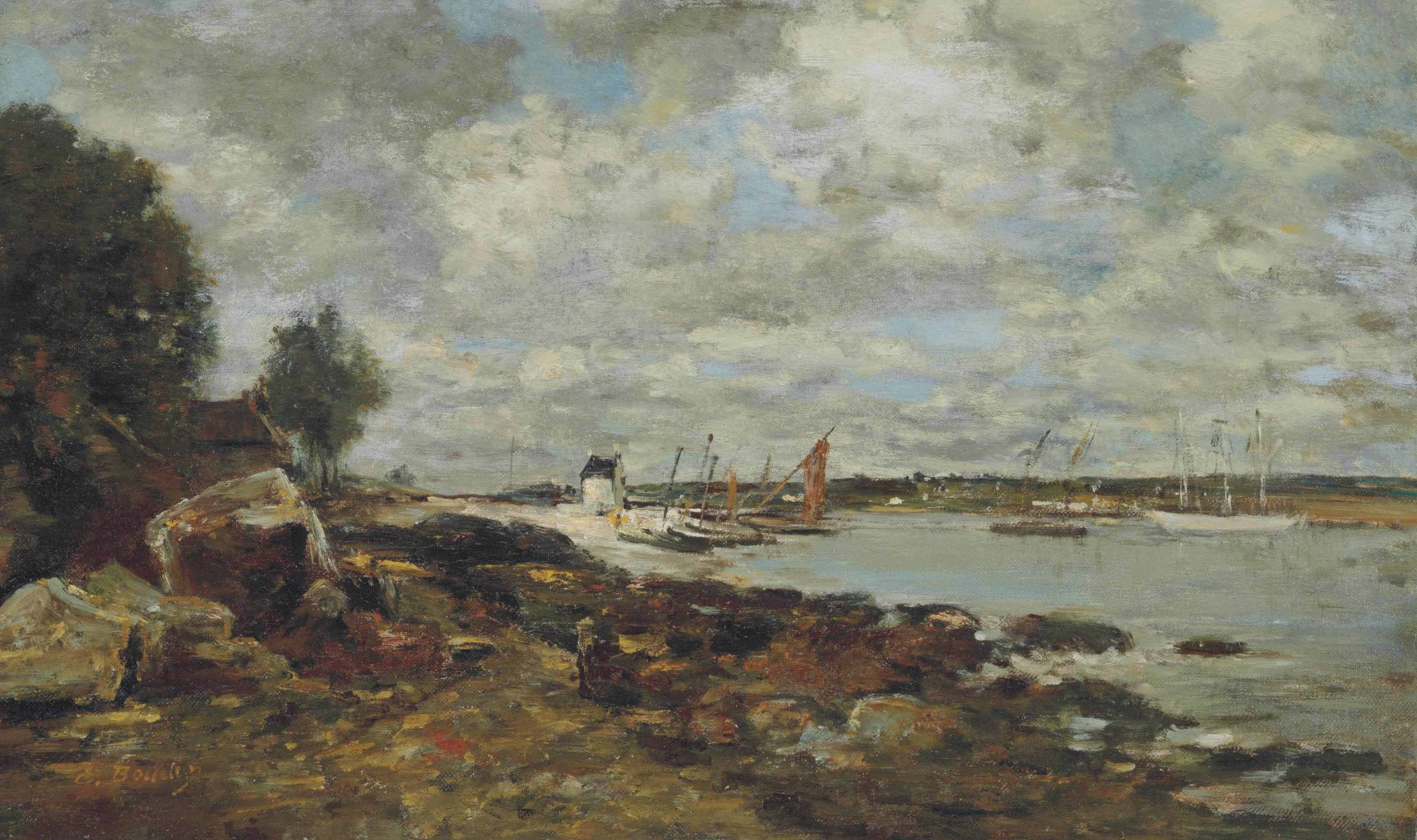 Reproduction du tableau « Plougastel, le rivage au bord de la baie - Eugène Boudin » par Alpha Reproduction en peinture à l’huile