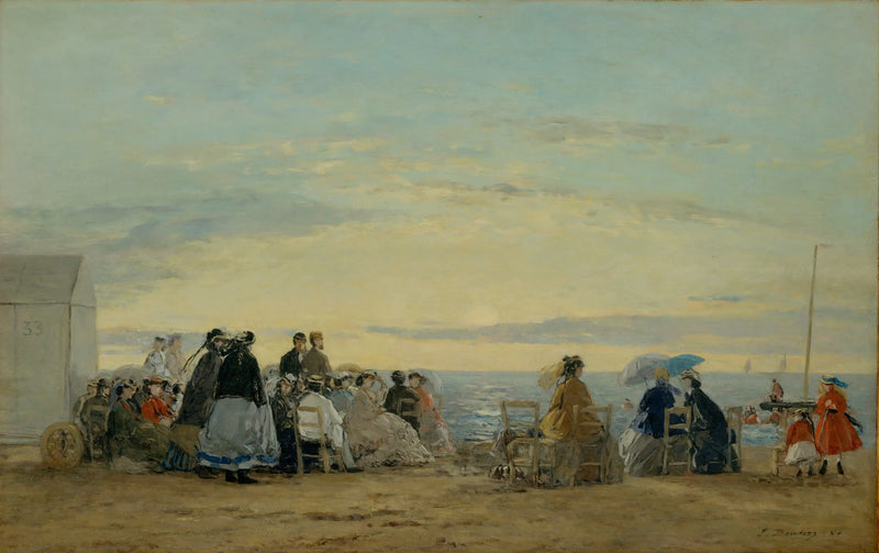 På stranden, solnedgång - Eugène Boudin