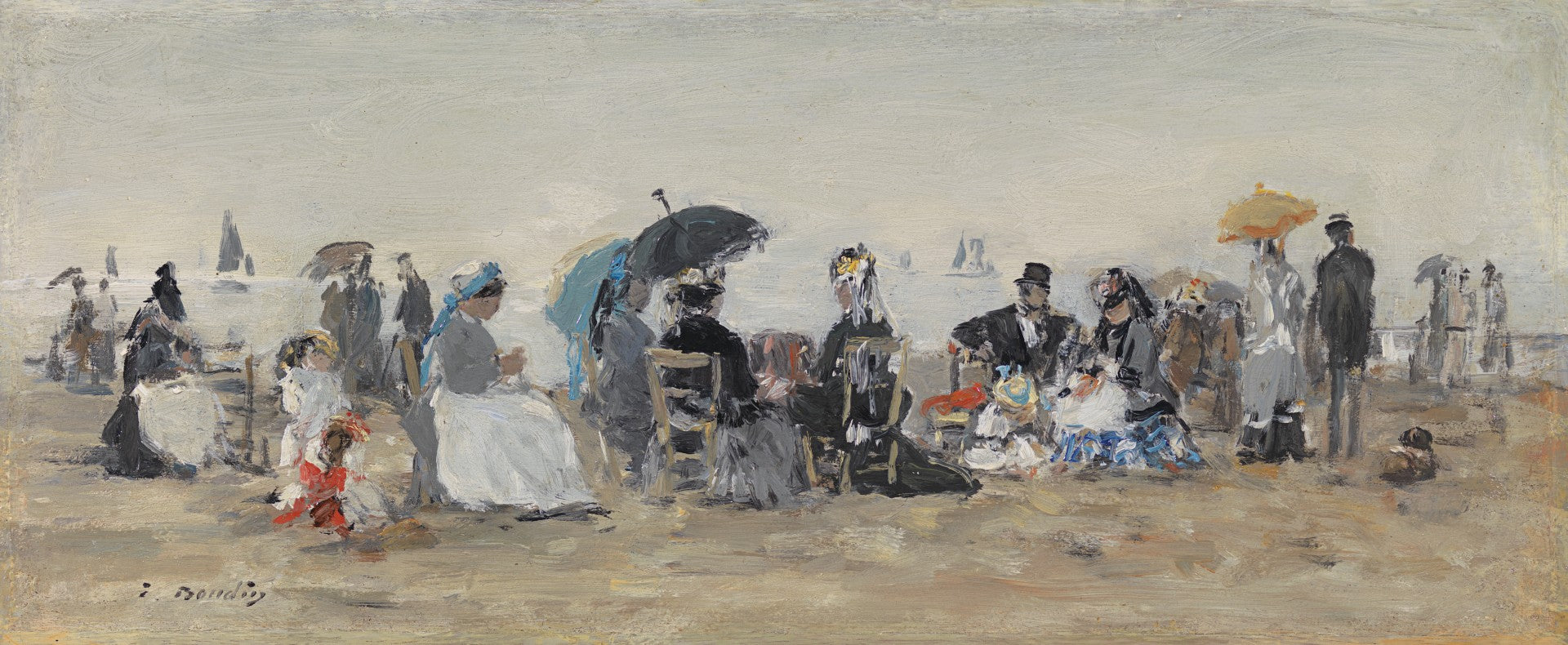 Reproduction du tableau « Trouville, scène de plage - Eugène Boudin » par Alpha Reproduction en peinture à l’huile