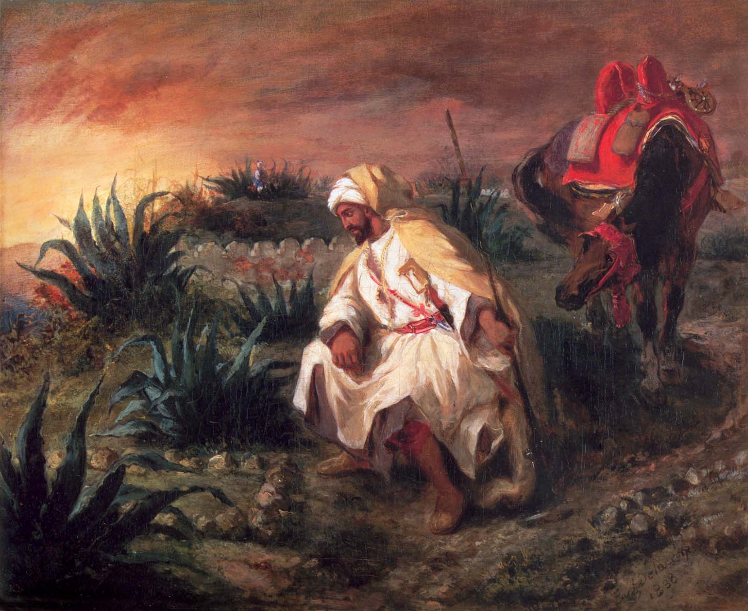 Reproduction du tableau « Guerrier près d'un tombeau - Eugène Delacroix » par Alpha Reproduction en peinture à l’huile
