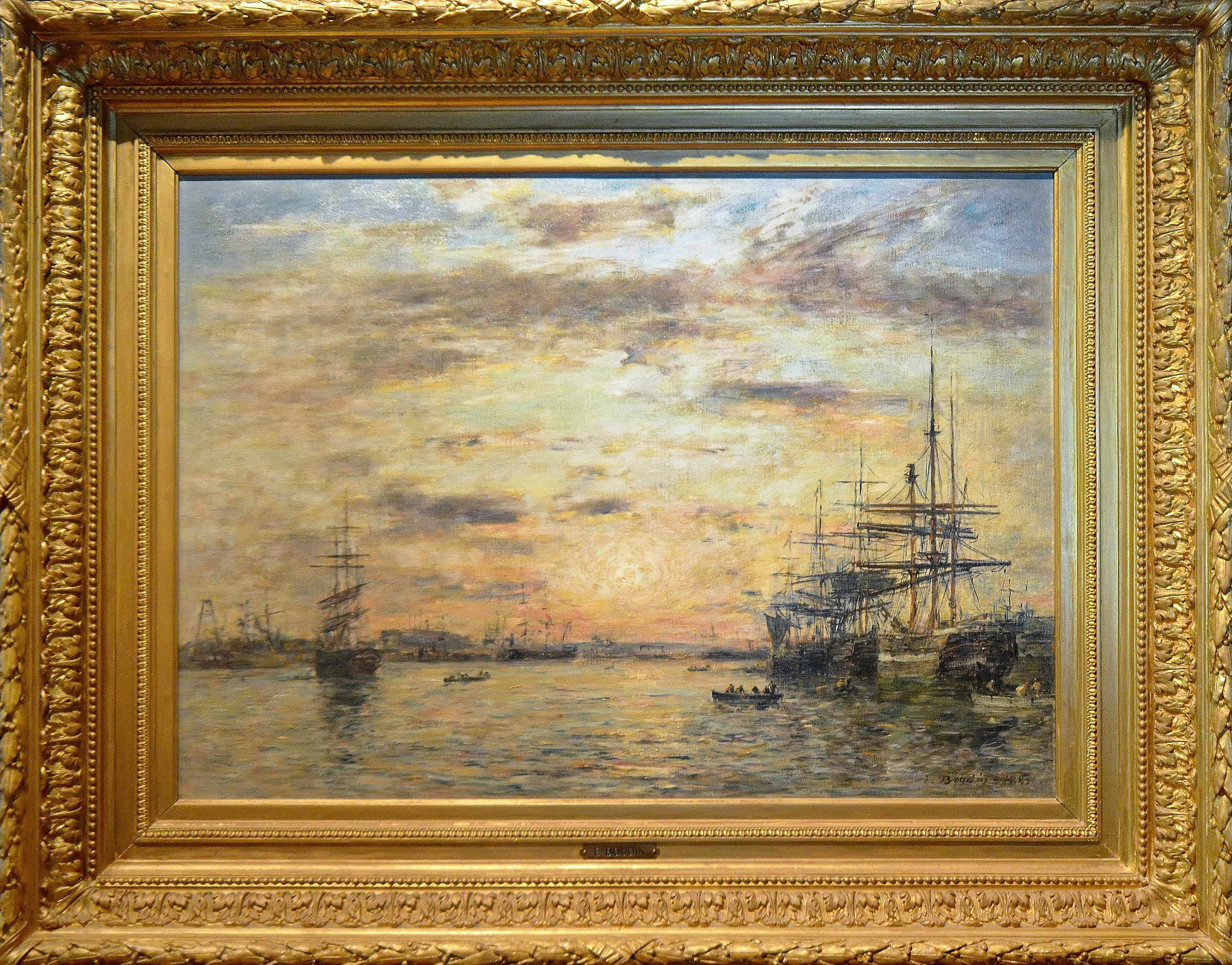 Reproduction du tableau « Le Havre. Le bassin de l'Eure - Eugène Boudin » par Alpha Reproduction en peinture à l’huile
