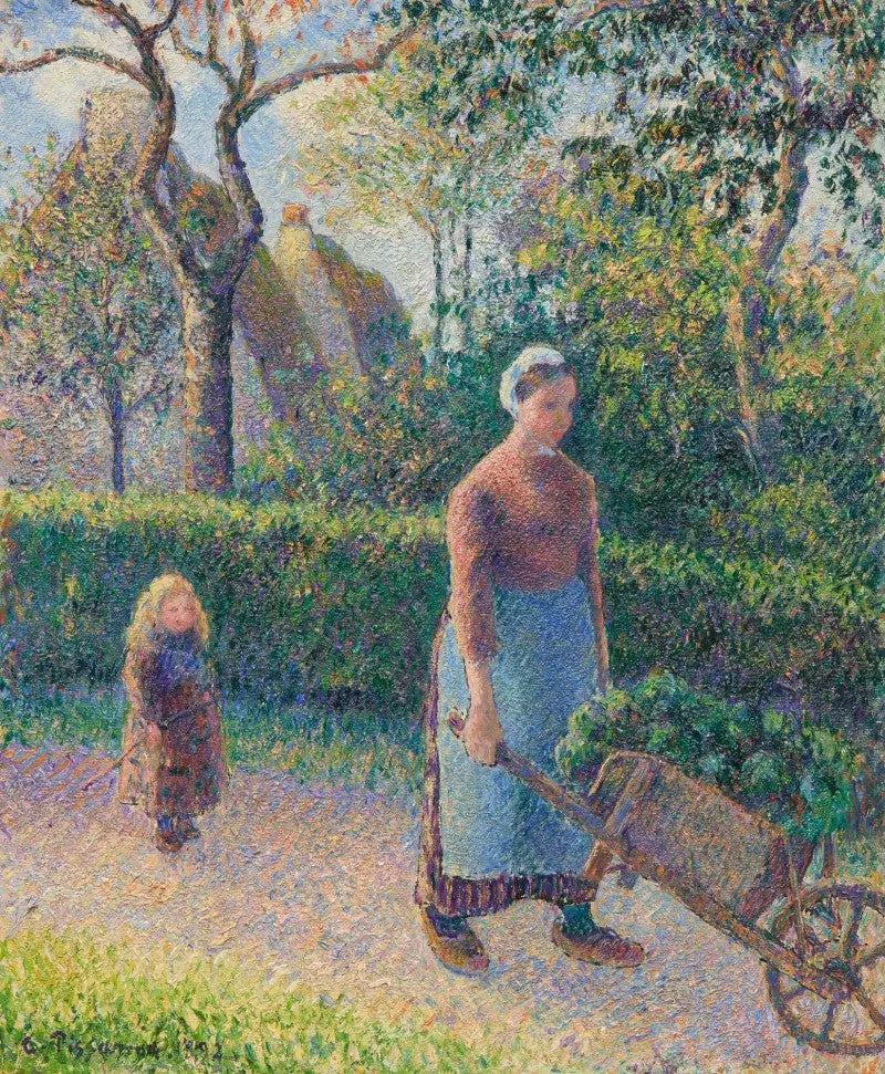 Kvinna med skottkärra - Camille Pissarro