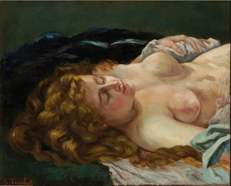 Sovande kvinna med rödhårigt hår - Gustave Courbet