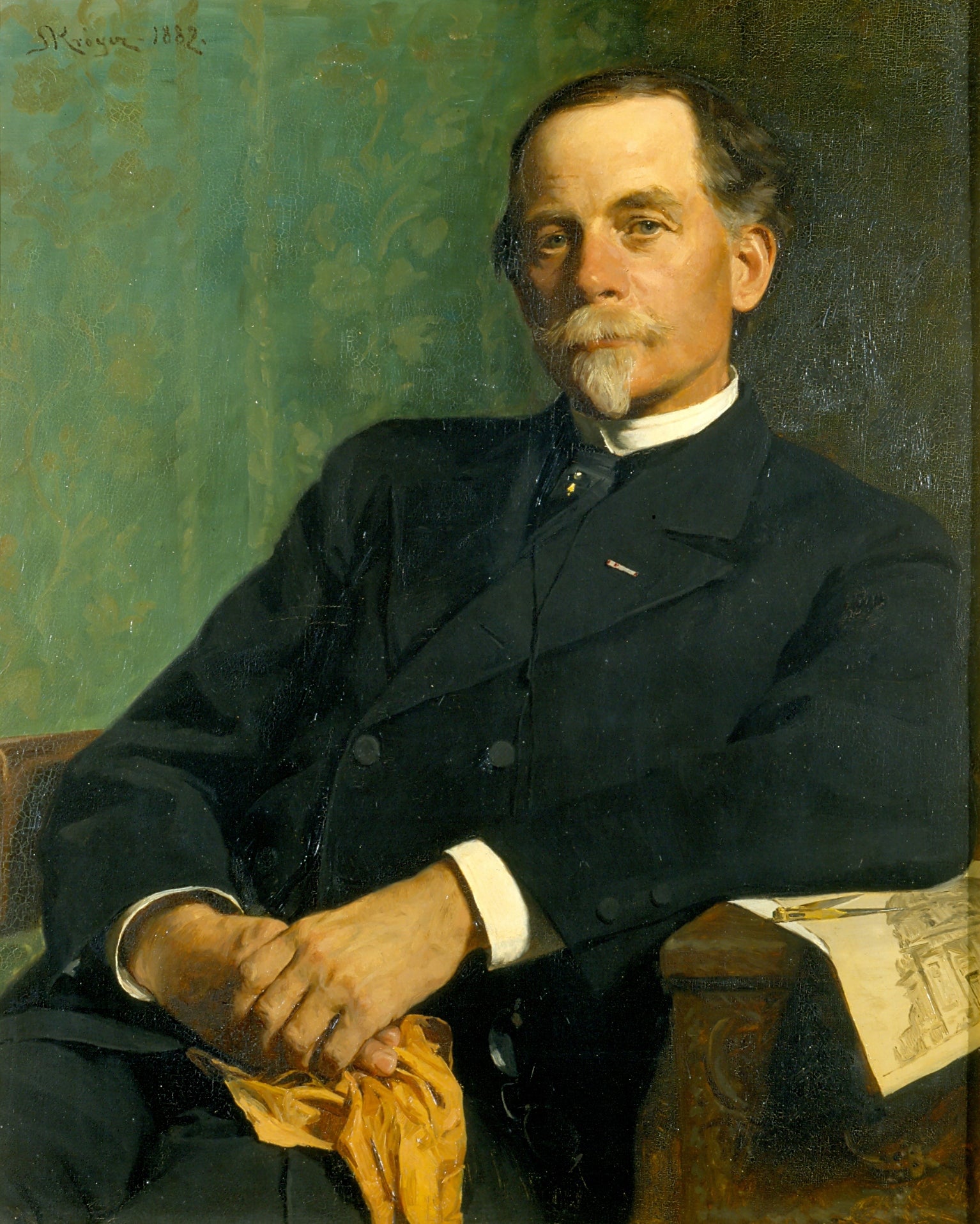 Arkitekt, professor F. Meldahl sittande - Peder Severin Krøyer