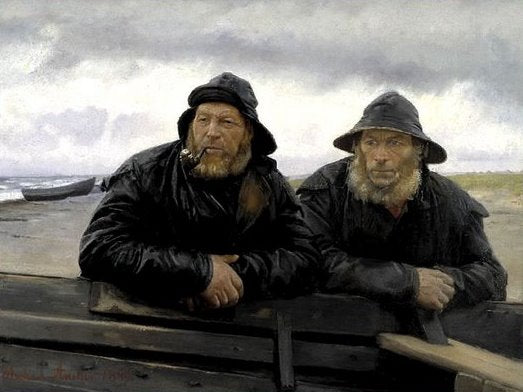 Deux pêcheurs près d'un bateau - Michael Peter Ancher