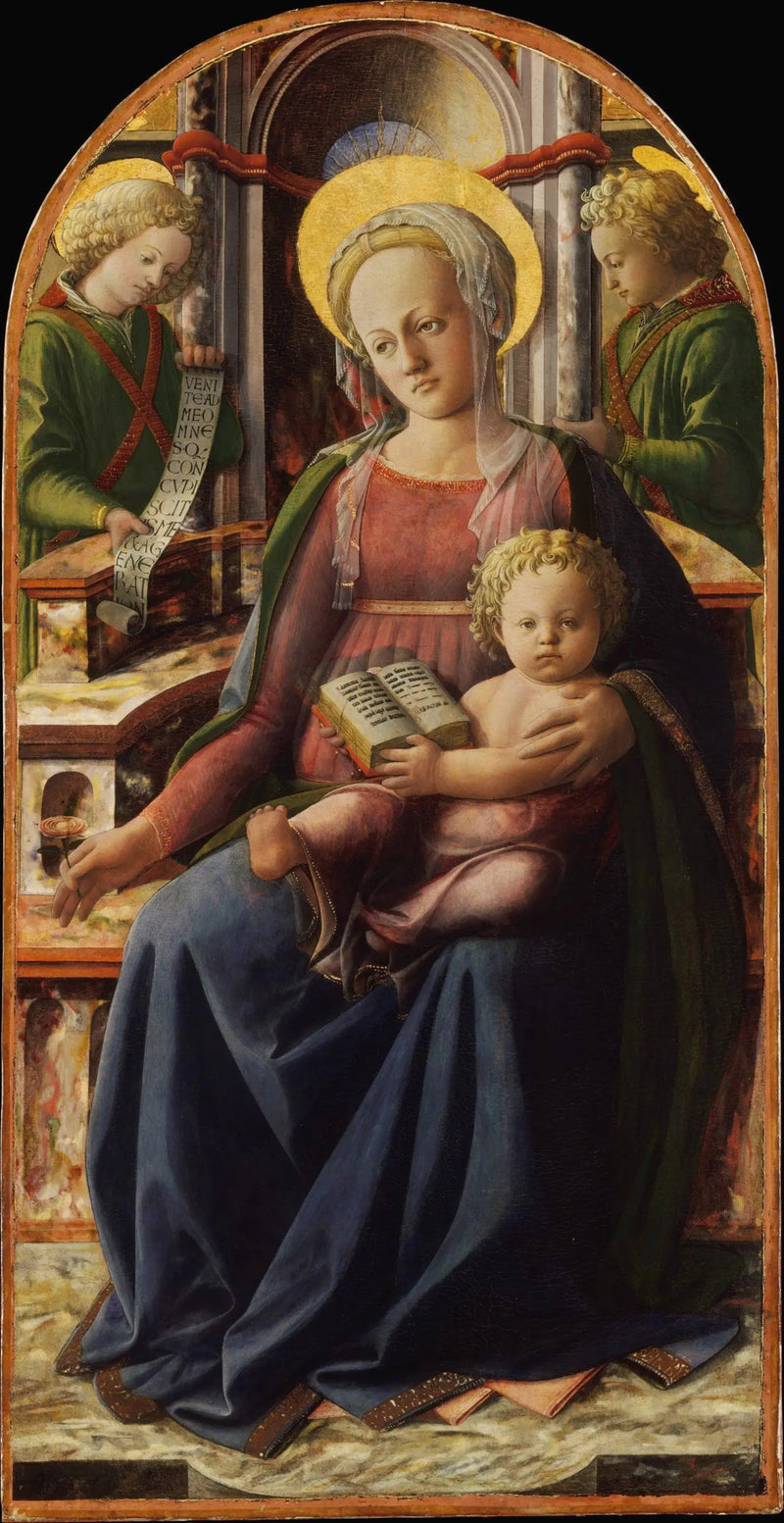Madonna och barnen på tron med två änglar - Fra Filippo Lippi