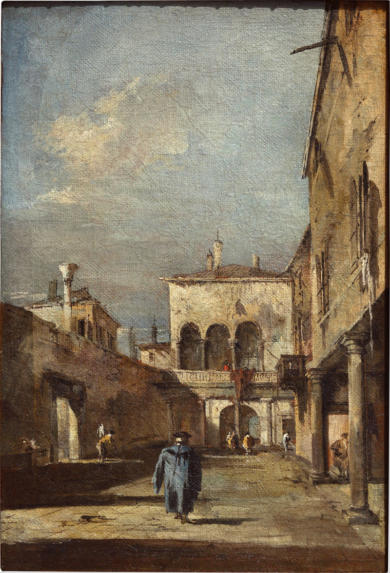 Arkitektonisk fantasi med en gård - Francesco Guardi