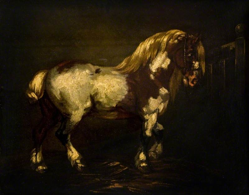 Reproduction du tableau « Un étalon pie - Théodore Géricault » par Alpha Reproduction en peinture à l’huile