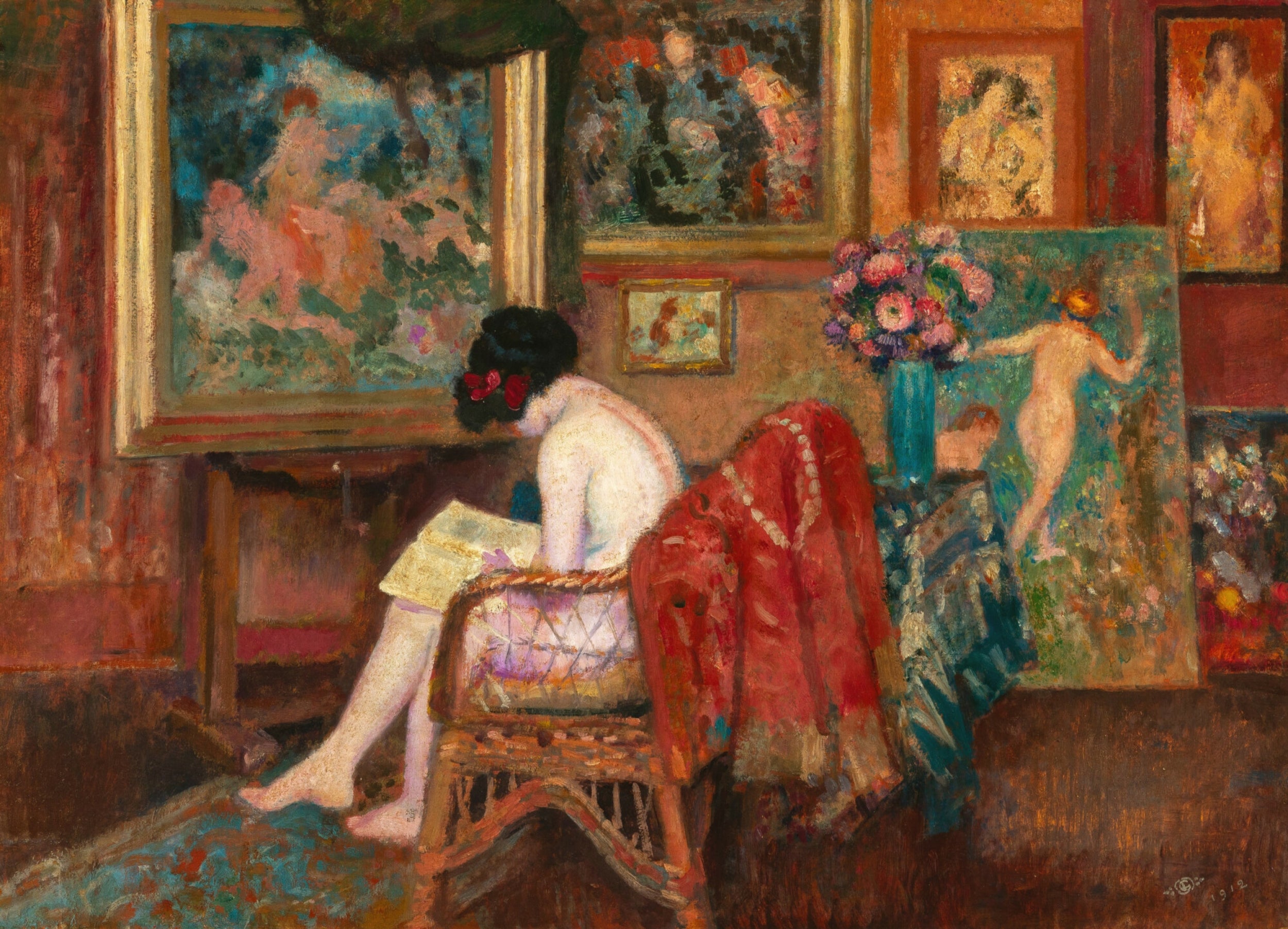 Lecture de modèles dans l'atelier - Georges Lemmen