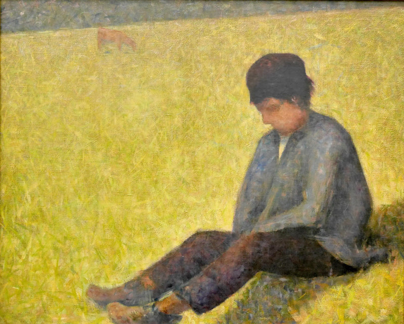 Pojke som sitter i en äng - Georges Seurat