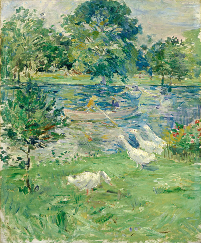 Flicka i en båt med gäss - Berthe Morisot