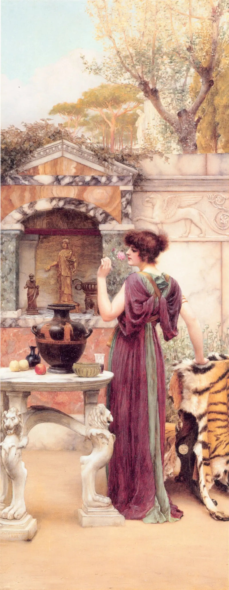 I trädgården, helgedomen, Pompeji - John William Godward