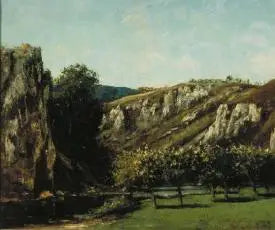 Berglandskap med fruktträd, Ornans - Gustave Courbet