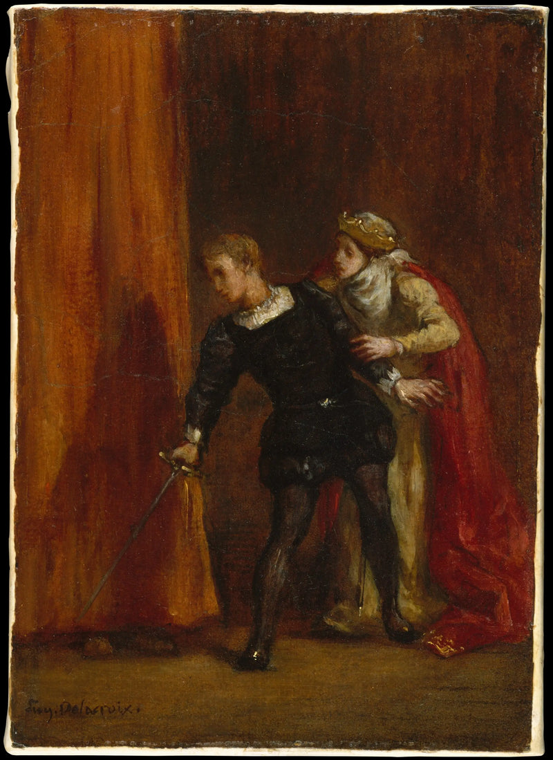 Hamlet och hans mor - Eugène Delacroix