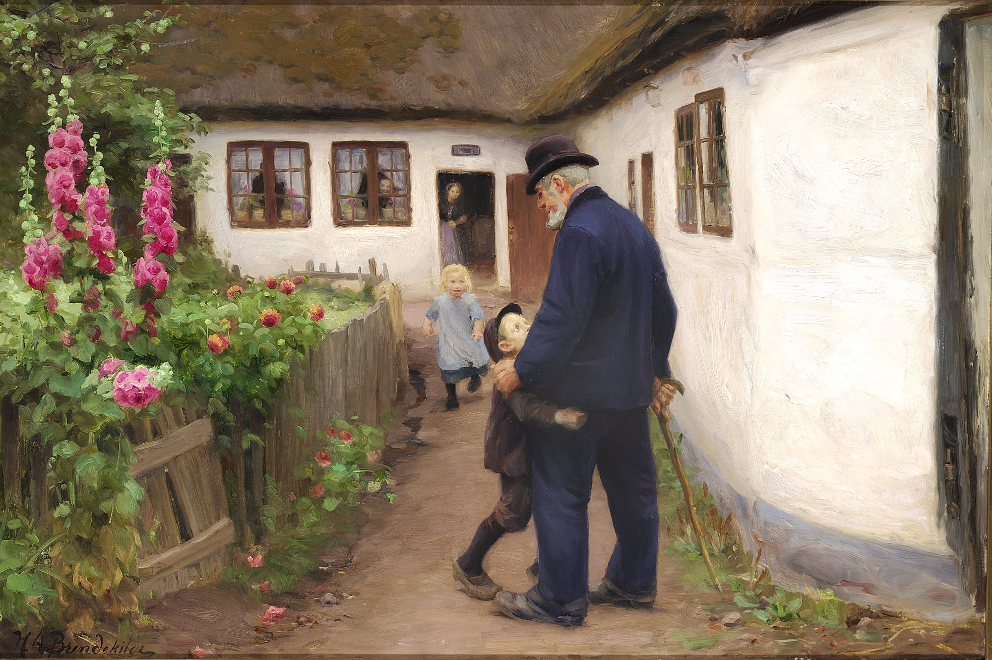 Une visite du grand-père. - H. A. Brendekilde