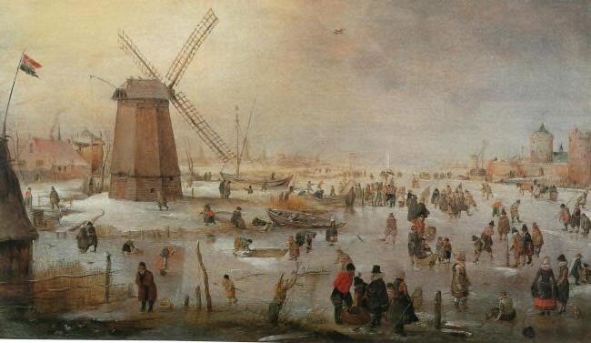 Scène d'hiver avec moulin à vent - Hendrick Avercamp