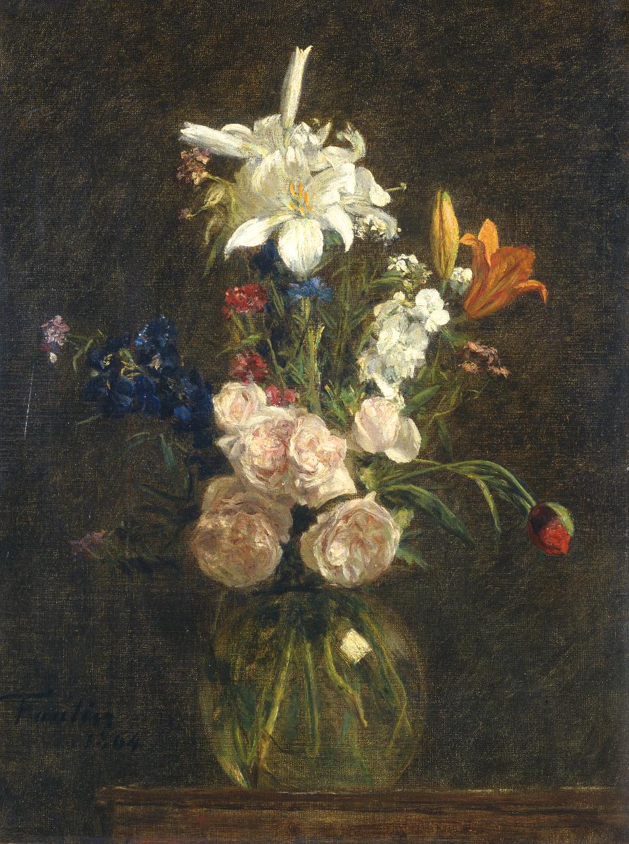 Roses et lys dans un vase - Henri Fantin-Latour